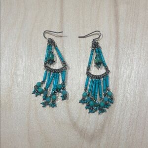 Turquoise Beaded Dangle Earrings